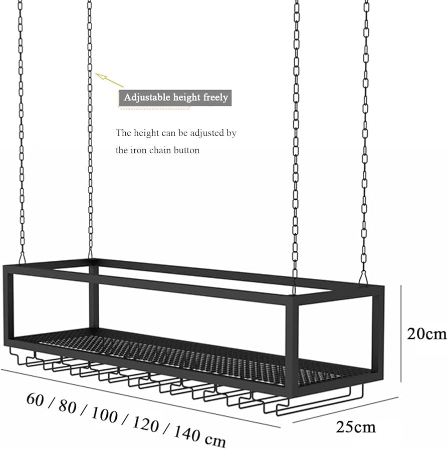 Amazon｜ワインラックブラックメタルワインボトルホルダー、天井吊り